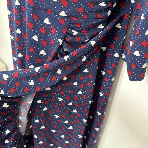 Talbots Ruffle Dress Size 20W Navy Blue Heart Print - Picture 5 of 10